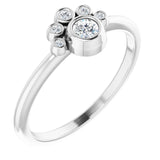 14K Gold Round Natural White Sapphire Stackable Bezel-Set Ring - White Gold