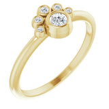 14K Gold Round Natural White Sapphire Stackable Bezel-Set Ring - Yellow Gold