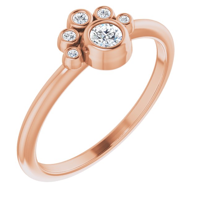 14K Gold Round Natural White Sapphire Stackable Bezel-Set Ring - Rose Gold
