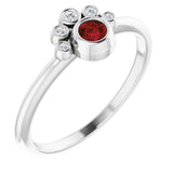 14K Gold Round Natural Mozambique Garnet Stackable Bezel-Set Ring - White Gold