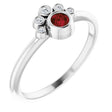 Platinum Round Natural Mozambique Garnet Stackable Bezel-Set Ring