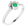 Platinum Round Natural Emerald Stackable Bezel-Set Ring