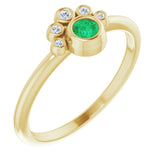 14K Gold Round Lab-Grown Emerald Stackable Bezel-Set Ring - Yellow Gold