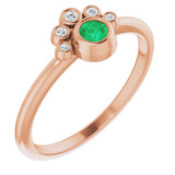 14K Gold Round Lab-Grown Emerald Stackable Bezel-Set Ring - Rose Gold