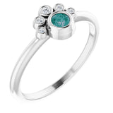 14K Gold Round Lab-Grown Alexandrite Stackable Bezel-Set Ring - White Gold