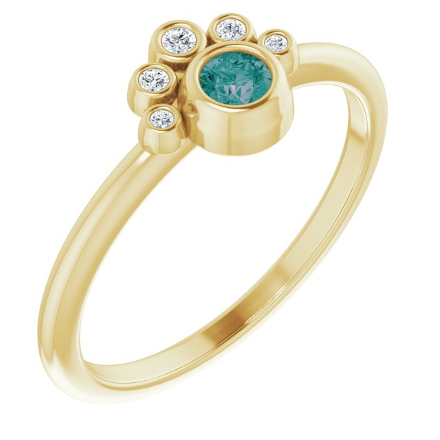 14K Gold Round Lab-Grown Alexandrite Stackable Bezel-Set Ring - Yellow Gold