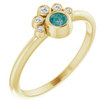 14K Gold Round Natural Alexandrite Stackable Bezel-Set Ring - Yellow Gold