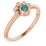 14K Gold Round Natural Alexandrite Stackable Bezel-Set Ring - Rose Gold
