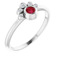 Platinum Round Lab-Grown Ruby Stackable Bezel-Set Ring
