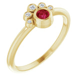 14K Gold Round Natural Ruby Stackable Bezel-Set Ring - Yellow Gold