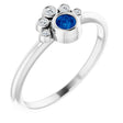 Platinum Round Natural Blue Sapphire Stackable Bezel-Set Ring