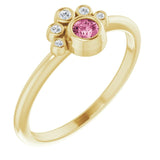 14K Gold Round Natural Pink Tourmaline Stackable Bezel-Set Ring - Yellow Gold