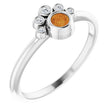 Platinum Round Natural Citrine Stackable Bezel-Set Ring