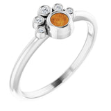 14K Gold Round Natural Citrine Stackable Bezel-Set Ring - White Gold