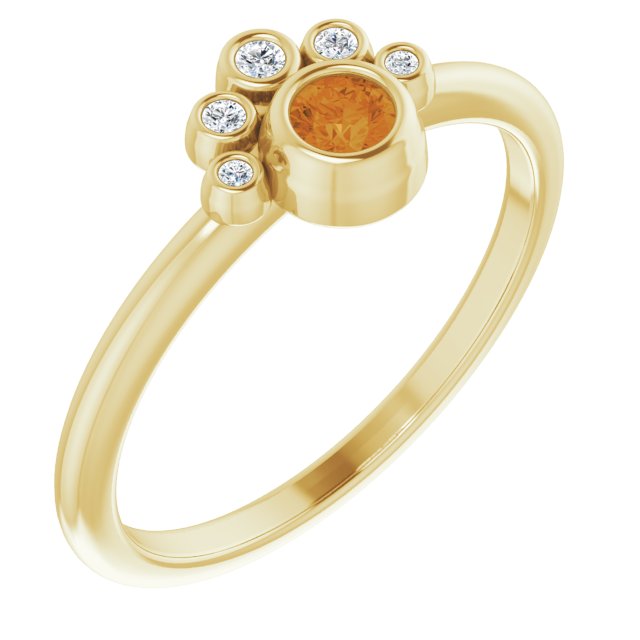 14K Gold Round Natural Citrine Stackable Bezel-Set Ring - Yellow Gold