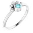 Platinum Round Natural Blue Zircon Stackable Bezel-Set Ring