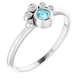 Platinum Round Natural Blue Zircon Stackable Bezel-Set Ring