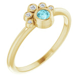 14K Gold Round Natural Blue Zircon Stackable Bezel-Set Ring - Yellow Gold
