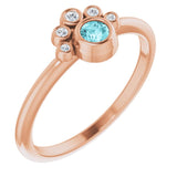 14K Gold Round Natural Blue Zircon Stackable Bezel-Set Ring - Rose Gold