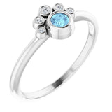 Platinum Round Natural Aquamarine Stackable Bezel-Set Ring