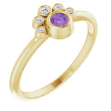 14K Gold Round Natural Amethyst Stackable Bezel-Set Ring - Yellow Gold