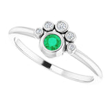 Platinum Round Lab-Grown Emerald Stackable Bezel-Set Ring - view 5