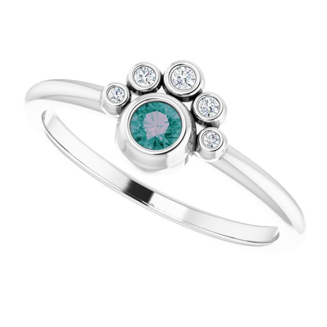Platinum Round Natural Alexandrite Stackable Bezel-Set Ring - view 5