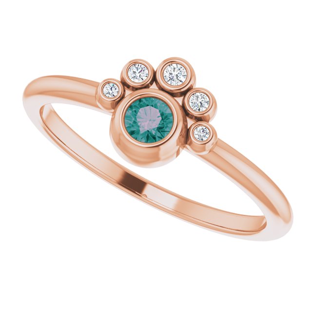 14K Gold Round Natural Alexandrite Stackable Bezel-Set Ring - Rose Gold - view 5