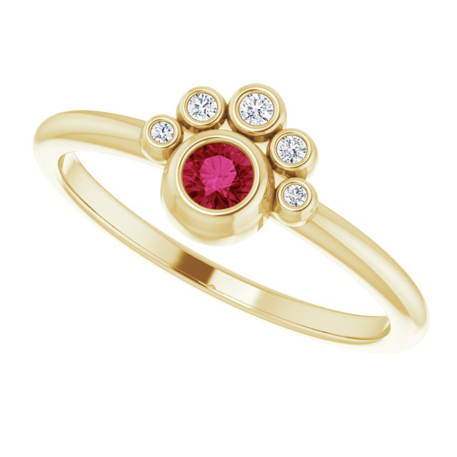 14K Gold Round Lab-Grown Ruby Stackable Bezel-Set Ring - Yellow Gold - view 5