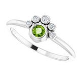Platinum Round Natural Peridot Stackable Bezel-Set Ring - view 5