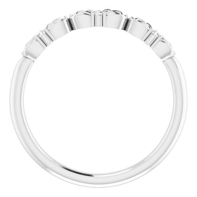 Platinum Round Natural Diamond Accented Crown Ring – 1.3mm Stones - view 2