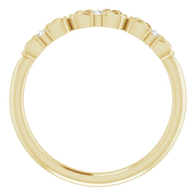 14K Gold Round Natural Diamond Accented Crown Ring – 1.3mm Stones - Yellow Gold - view 2