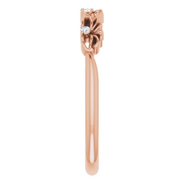 14K Gold Round Natural Diamond Accented Crown Ring – 1.3mm Stones - Rose Gold - view 4