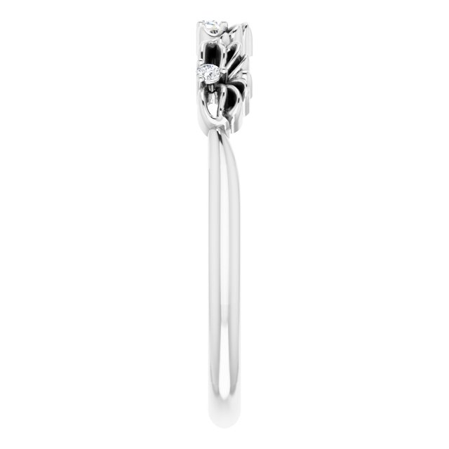 14K Gold Round Natural Diamond Accented Crown Ring – 1.3mm Stones - White Gold - view 4