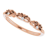 14K Gold Round Natural Diamond Accented Crown Ring – 1.3mm Stones - Rose Gold - view 5