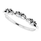 Platinum Round Natural Diamond Accented Crown Ring – 1.3mm Stones - view 5