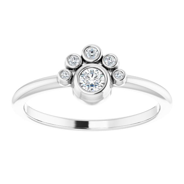 Platinum Round Natural White Sapphire Stackable Bezel-Set Ring - view 3