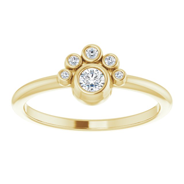 14K Gold Round Natural White Sapphire Stackable Bezel-Set Ring - Yellow Gold - view 3