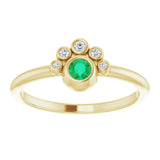14K Gold Round Lab-Grown Emerald Stackable Bezel-Set Ring - Yellow Gold - view 3