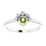14K Gold Round Natural Peridot Stackable Bezel-Set Ring - White Gold - view 3