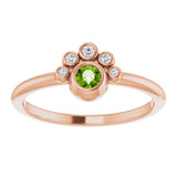 14K Gold Round Natural Peridot Stackable Bezel-Set Ring - Rose Gold - view 3