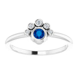 14K Gold Round Lab-Grown Blue Sapphire Stackable Bezel-Set Ring - White Gold - view 3