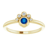 14K Gold Round Lab-Grown Blue Sapphire Stackable Bezel-Set Ring - Yellow Gold - view 3