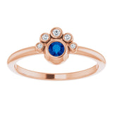 14K Gold Round Lab-Grown Blue Sapphire Stackable Bezel-Set Ring - Rose Gold - view 3
