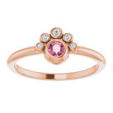 14K Gold Round Natural Pink Tourmaline Stackable Bezel-Set Ring - Rose Gold - view 3