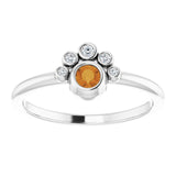 Platinum Round Natural Citrine Stackable Bezel-Set Ring - view 3