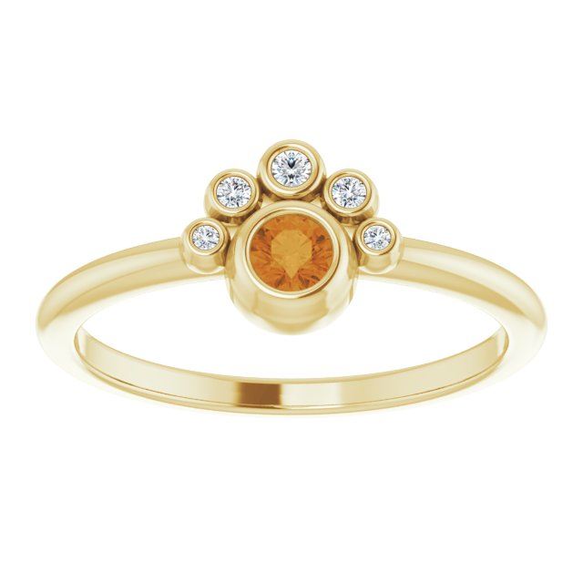 14K Gold Round Natural Citrine Stackable Bezel-Set Ring - Yellow Gold - view 3
