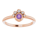 14K Gold Round Natural Amethyst Stackable Bezel-Set Ring - Rose Gold - view 3
