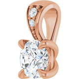 14K Gold Round Lab-Grown Diamond Accented Claw-Prong Pendant - Rose Gold - view 2