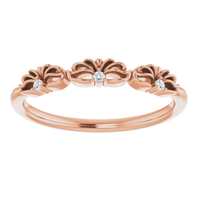 14K Gold Round Natural Diamond Accented Crown Ring – 1.3mm Stones - Rose Gold - view 3